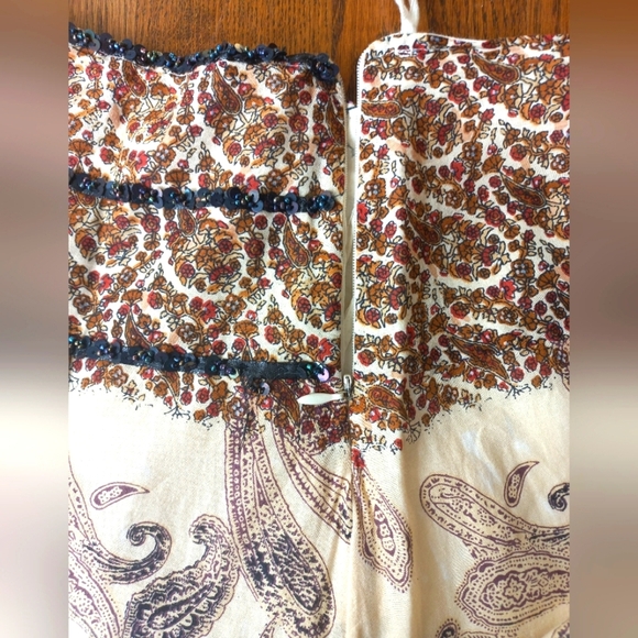 Sz 10🎈Vintage Indian Paisley Beaded Cotton Skirt - Picture 11 of 16